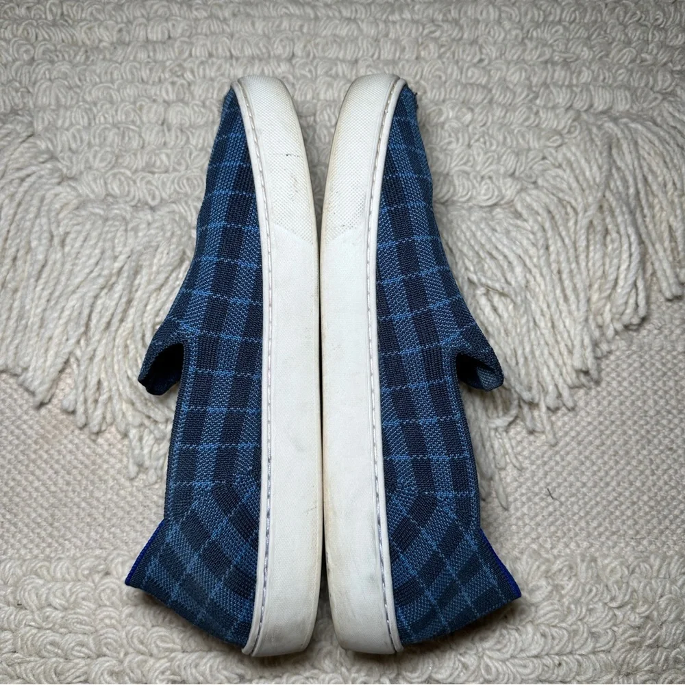 ROTHY'S blue plaid The Sneaker slip on sneakers 10.5 RETIRED